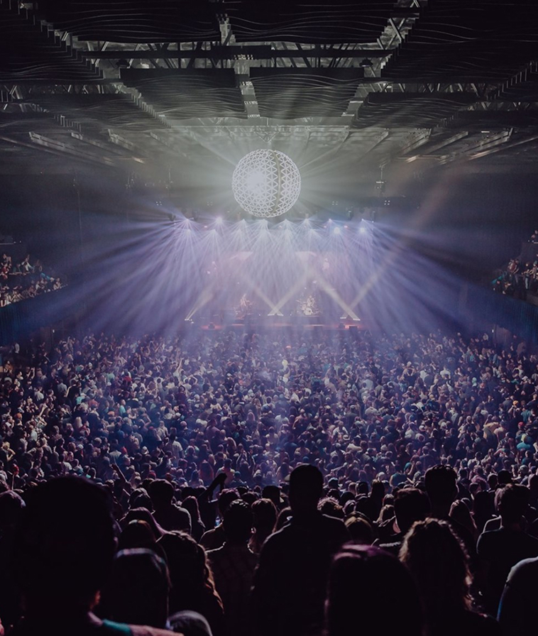 Concert with crowd and lights at the Mission Ballroom.